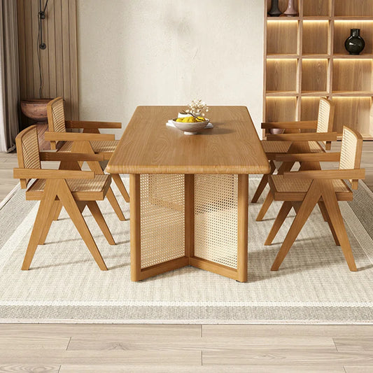 Segun Wood + Cane Dining Set CF15
