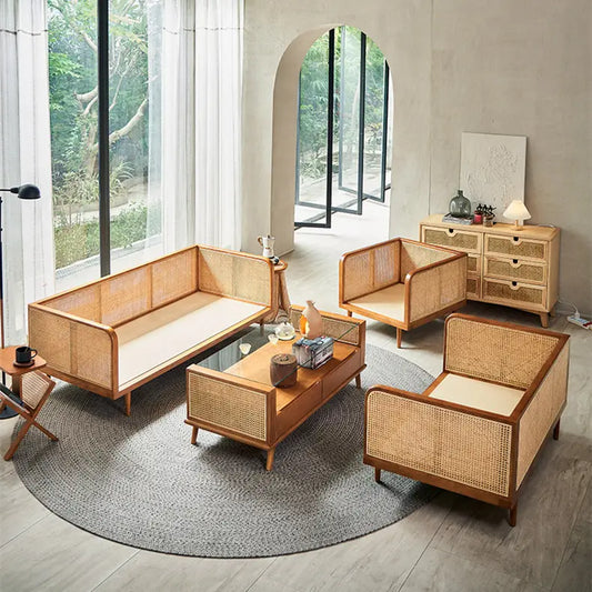 Segun Wood + Cane Sofa CF14
