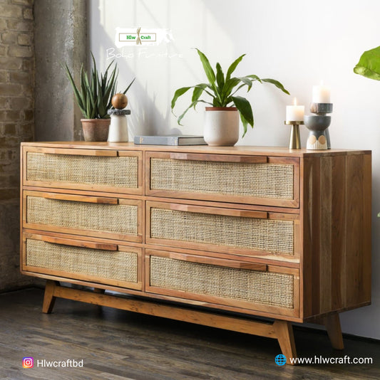 Segun Wood + Cane Cabinet CF03