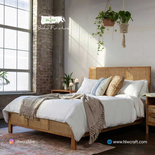Segun Wood + Cane Bed CF01