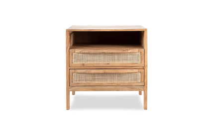 Segun Wood + Cane Bed Side Table CF02