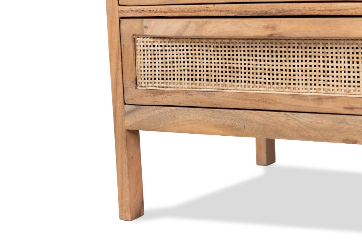 Segun Wood + Cane Bed Side Table CF02