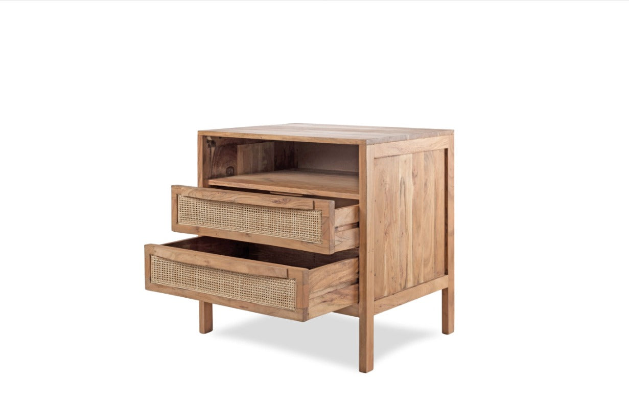 Segun Wood + Cane Bed Side Table CF02