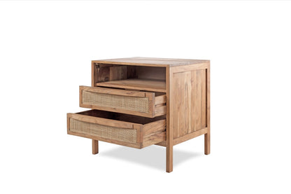 Segun Wood + Cane Bed Side Table CF02
