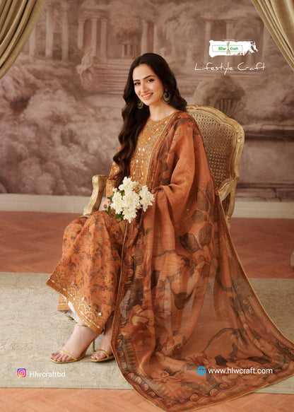 Viscose kurta set in peach orange (Original Pk)