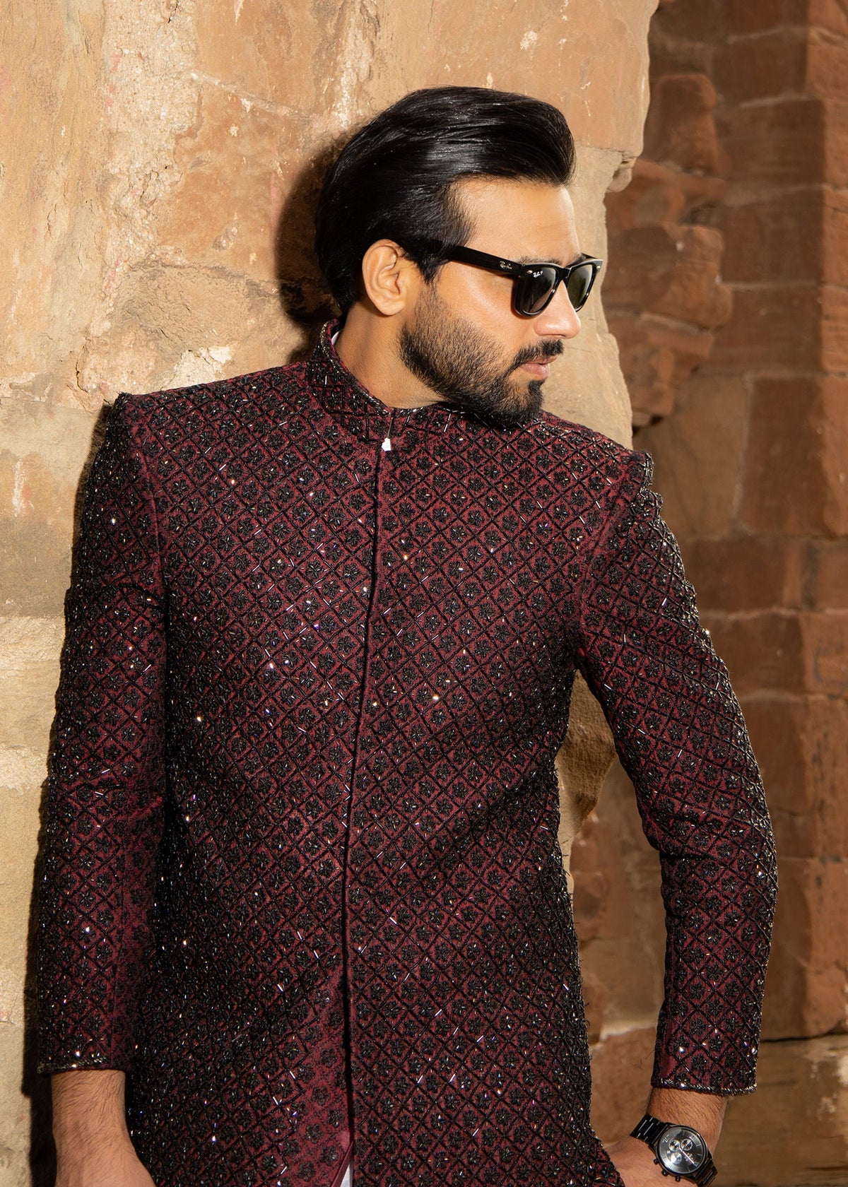 Handcrafted Pk Raw Silk Sherwani (Original)