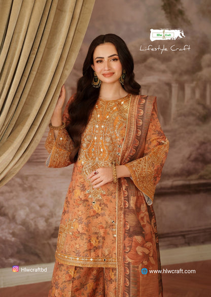 Viscose kurta set in peach orange (Original Pk)