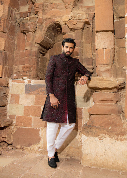 Handcrafted Pk Raw Silk Sherwani (Original)