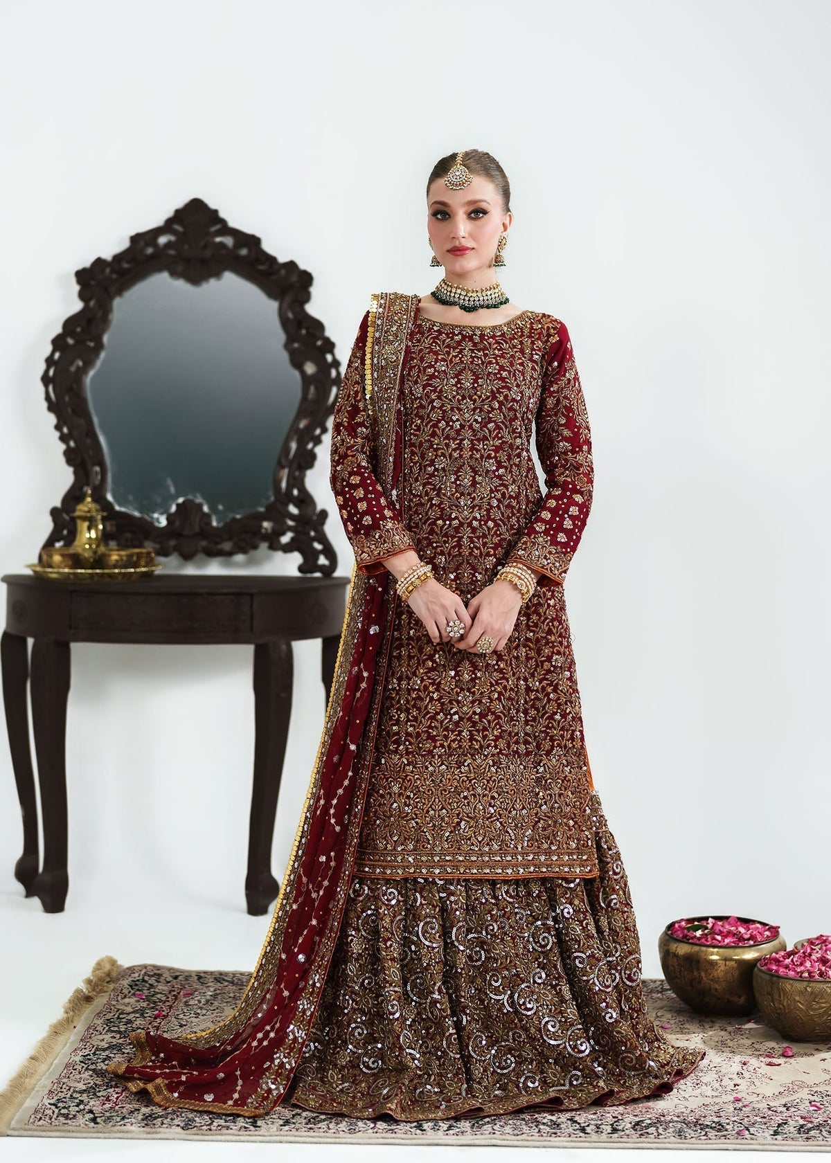 Handcrafted Pk Chiffon Lehenga (Original)