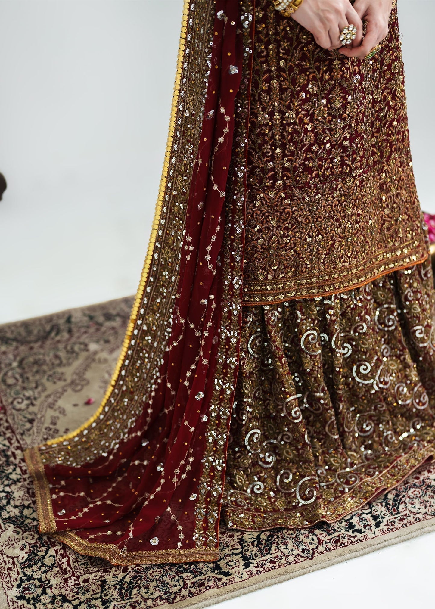 Handcrafted Pk Chiffon Lehenga (Original)