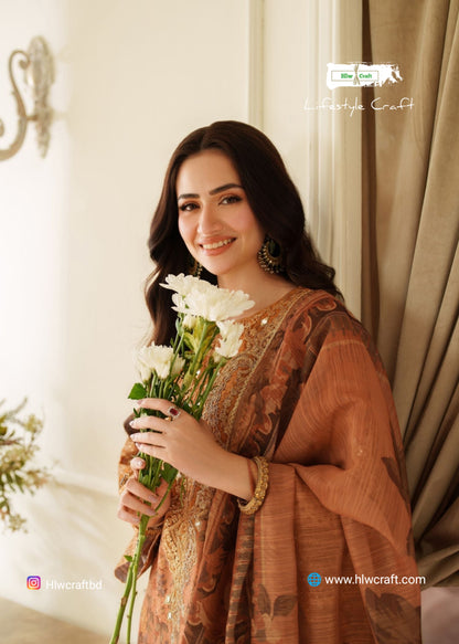 Viscose kurta set in peach orange (Original Pk)