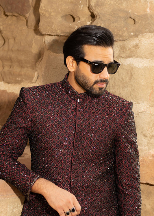 Handcrafted Pk Raw Silk Sherwani (Original)