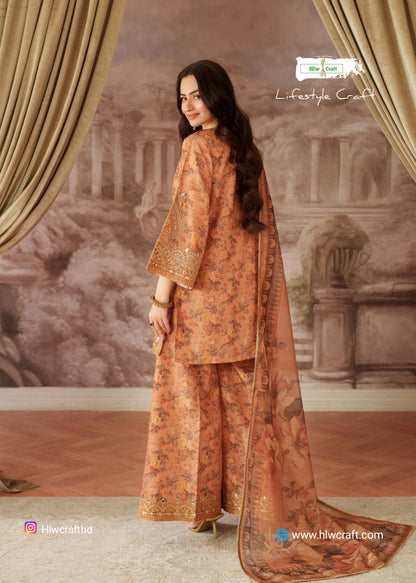 Viscose kurta set in peach orange (Original Pk)