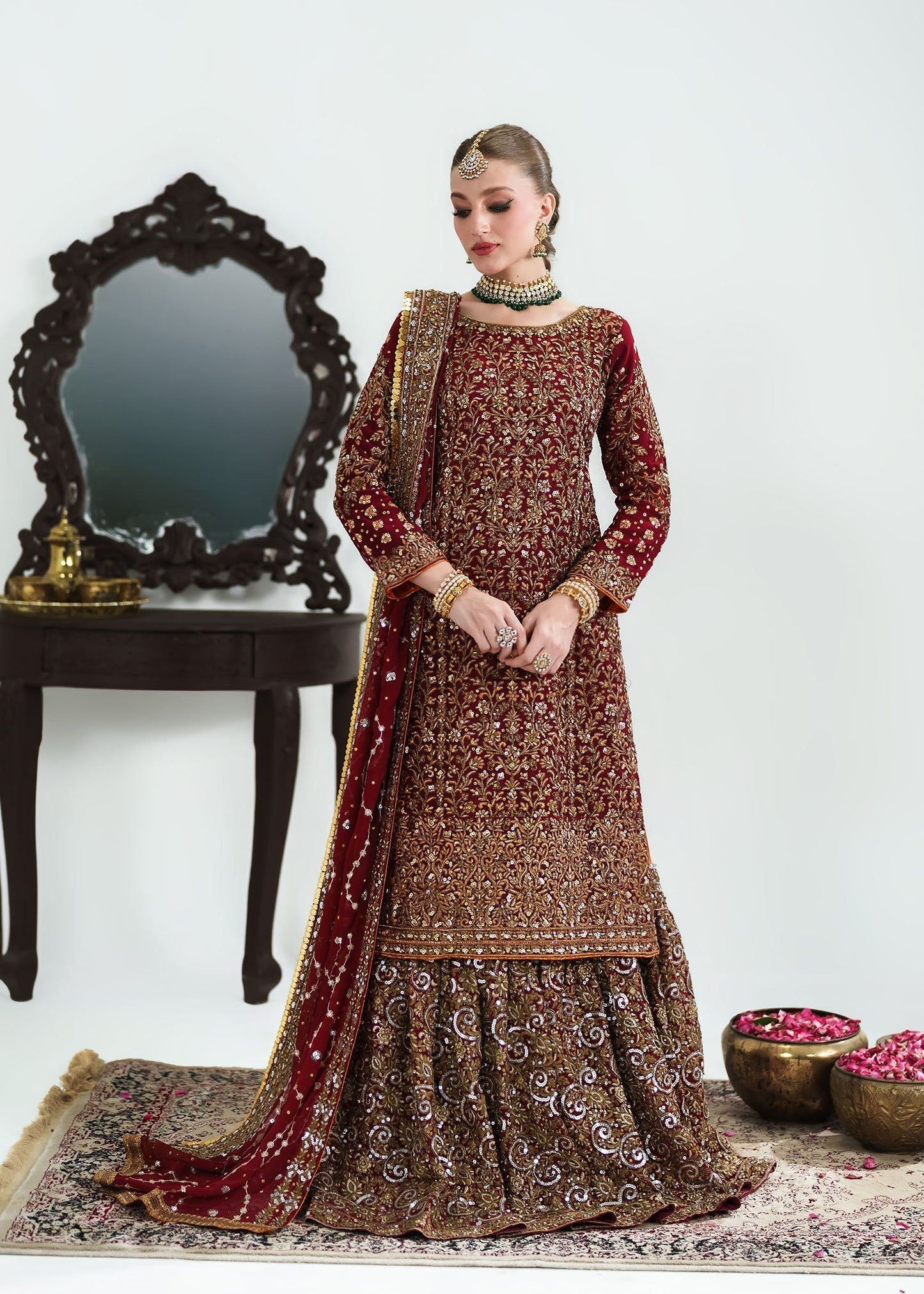 Handcrafted Pk Chiffon Lehenga (Original)